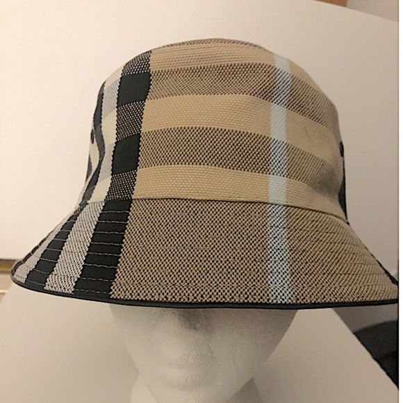BURBERRY  Beige Check Jacquard Bucket Hat - Dusty Sand main image 5